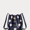 Raffinierte, mittelgroße Andie-Handtasche mit Polka-Dot-Muster in Marineblau/Vanille für Damen von Ralph Lauren