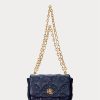 Raffinierte, mittelgroße Umhängetaschen aus gestepptem Nappaleder für Damen von Ralph Lauren in Marineblau