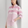 Rosa gestreifte Oversize-Leinenhemden von Ralph Lauren für Damen