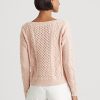 Rosa Ralph Lauren Aran-Strickpullover aus Baumwolle mit U-Boot-Ausschnitt für Damen