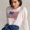 Rosa Ralph Lauren Baumwollpullover mit Pony-Flagge für Damen