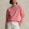 Rosa Ralph Lauren Fleece-Pullover mit Rundhalsausschnitt für Damen