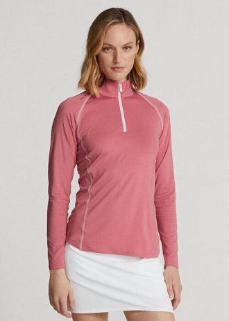 Rosa Ralph Lauren Jersey-Pullover mit Viertelreißverschluss für Damen