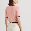Rosa Ralph Lauren Kurzarmpullover aus Seidenmischung für Damen