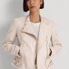 Rosa Ralph Lauren Lammfell-Motorradjacken für Damen