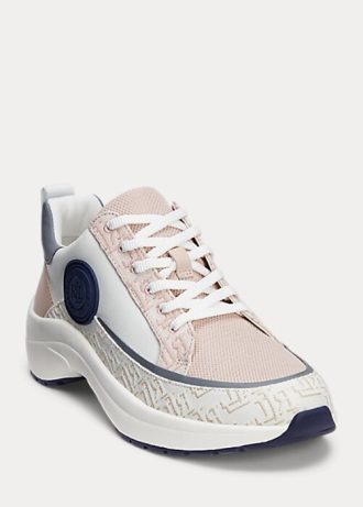Rosa Ralph Lauren Reaghan Logo Jacquard & Leder Sneakers für Damen
