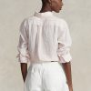 Rosa Ralph Lauren Relaxed Fit Gestreifte Leinenhemden für Damen