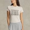 Rosa Ralph Lauren Slim Graphic T-Shirts aus gerippter Baumwolle für Damen