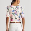 Rosa Ralph Lauren T-Shirts aus Stretch-Baumwolle mit Blumenmuster für Damen