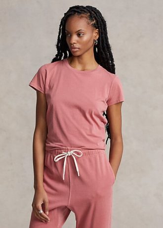 Rosa Ralph Lauren T-Shirts mit Rundhalsausschnitt aus Bio-Baumwolle für Damen