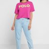 Rosa Ralph Lauren T-Shirts mit Rundhalsausschnitt und Grafik für Damen