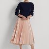 Rosafarbene, plissierte Chiffonröcke aus Metallic-Chiffon von Ralph Lauren für Damen