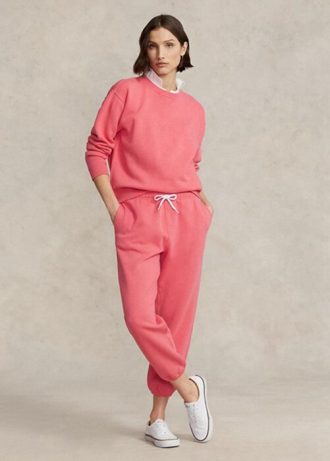 Rosafarbene Ralph Lauren Fleece-Sporthose für Damen