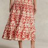 Rose Damen Ralph Lauren Print Satin Plissee A-Linie Midiröcke