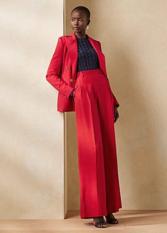 Rote Damen-Hose von Ralph Lauren Graciela aus Shantung-Seide