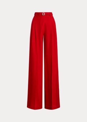 Rote Damen-Hose von Ralph Lauren Graciela aus Shantung-Seide