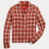 Rote Jersey-Campinghemden mit Karomuster von Ralph Lauren für Damen
