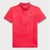Rote Poloshirts aus Mesh im Custom-Slim-Fit von Ralph Lauren für Herren