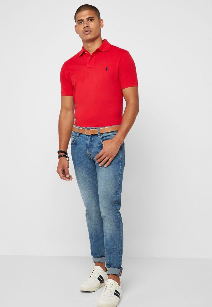 Rote Poloshirts aus Mesh von Ralph Lauren für Herren