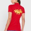 Rote Poloshirts für Damen von Ralph Lauren mit Knopfdetail Rote Poloshirts für Damen von Ralph Lauren mit Knopfdetail