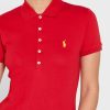 Rote Poloshirts für Damen von Ralph Lauren mit Knopfdetail Rote Poloshirts für Damen von Ralph Lauren mit Knopfdetail