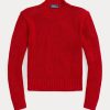 Rote Ralph Lauren Baumwollpullover mit Rundhalsausschnitt für Damen