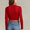 Rote Ralph Lauren Baumwollpullover mit Rundhalsausschnitt für Damen