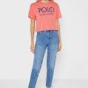 Rote Ralph Lauren Grafik-Logo-T-Shirts für Damen