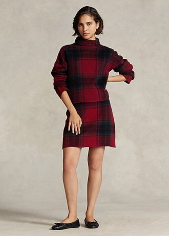 Rote Ralph Lauren Karierte Röcke aus Alpaka-Mix für Damen