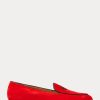 Rote Ralph Lauren Laurel Loafer aus Ziegenwildleder mit Stickerei für Damen