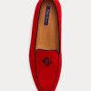 Rote Ralph Lauren Laurel Loafer aus Ziegenwildleder mit Stickerei für Damen