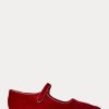 Rote, spitze Mary Jane-Schuhe aus Samt für Damen von Ralph Lauren