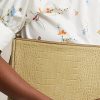 Sandfarbene Ralph Lauren Umschlaghandtasche aus geprägtem Leder für Damen