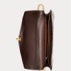Schokoladenbraune Damenhandtasche mit Umschlagkette und Krokoprägung von Ralph Lauren Polo ID