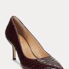 Schokoladenbraune Ralph Lauren Lanette Heels aus Schlangenlederimitat für Damen