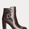 Schokoladenbraune Ralph Lauren Madelyn Stiefel aus brüniertem Leder für Damen