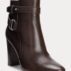 Schokoladenbraune Ralph Lauren Madelyn Stiefel aus brüniertem Leder für Damen