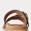 Schokoladenbraune Sandalen aus Leder mit Krokodilprägung von Ralph Lauren Ezra für Damen