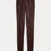 Schokoladenbraune Skinny-Hose aus Stretch-Lammleder für Damen von Ralph Lauren