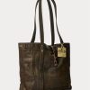 Schwarz über Braun Damen Ralph Lauren Leder Tragetaschen