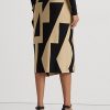 Schwarz / Braune Bleistiftröcke aus Baumwollmischung mit Geo-Print für Damen von Ralph Lauren