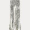 Schwarz / Cremefarbene gestreifte Satinhose mit weitem Bein von Ralph Lauren für Damen
