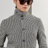 Schwarz / Cremefarbene Ralph Lauren Cartwright Houndstooth-Jacken aus Wollmischung für Damen