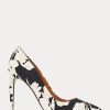 Schwarz / Cremefarbene Ralph Lauren Celia Heels mit Blumenmuster für Damen