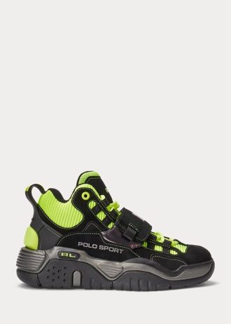 Schwarz / Gelbe Ralph Lauren PS100 High-Top-Sneaker für Herren