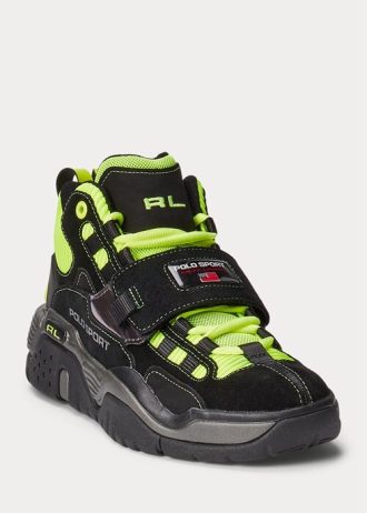 Schwarz / Gelbe Ralph Lauren PS100 High-Top-Sneaker für Herren