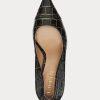 Schwarz / Gold Ralph Lauren Lindella Heels aus geprägtem Leder für Damen
