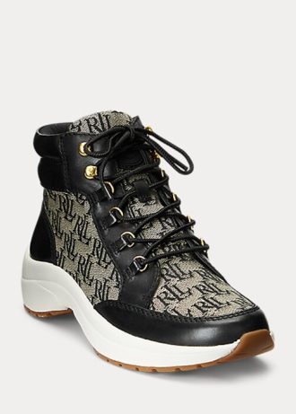Schwarz / Graue Ralph Lauren Rylee Monogram Jacquard High-Top-Sneakers für Damen