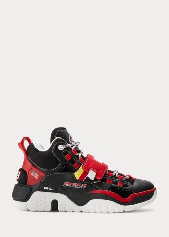 Schwarz / Rot Herren Ralph Lauren PS100 High-Top Sneakers