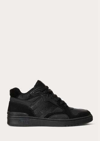 Schwarz / Schwarz Ralph Lauren Court Mid Pro Sneakers für Herren
